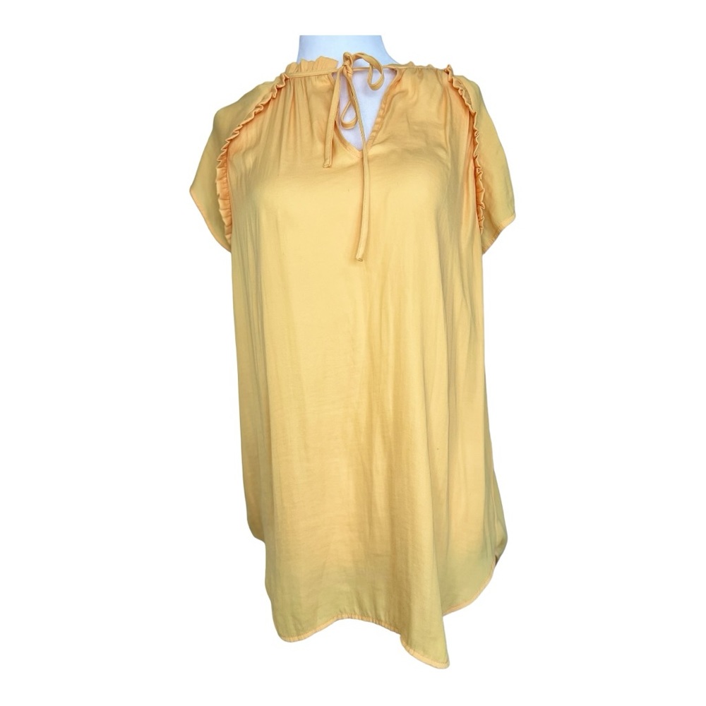 Loft Yellow blouse with flutter sleeve
